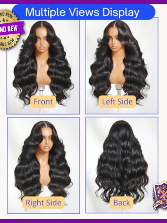 Glueless 5x5 Thin HD Lace Human Hair Wig, Body Wave with Bangs, 24 Inch main image 4